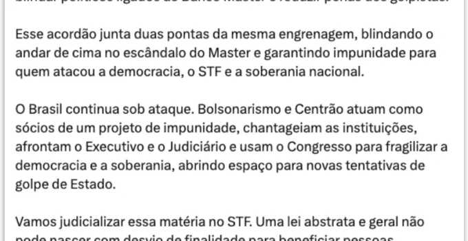 Lindbergh Farias levará ao STF derrubada de veto de Lula ao PL da Dosimetria