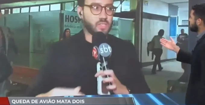Repórter da TV Alterosa é agredido em BH durante cobertura de queda de avião com três mortos