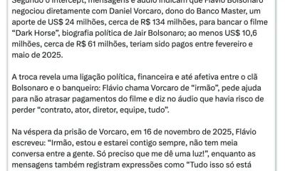 Governistas pressionam por CPI do Banco Master após áudio de Flávio Bolsonaro e Daniel Vorcaro
