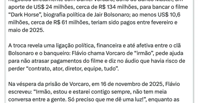 Governistas pressionam por CPI do Banco Master após áudio de Flávio Bolsonaro e Daniel Vorcaro