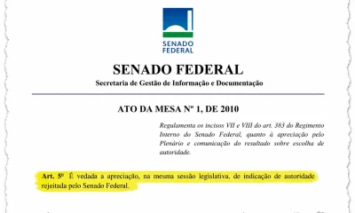 Regimento do Senado impede nova análise de Jorge Messias para o STF em 2026