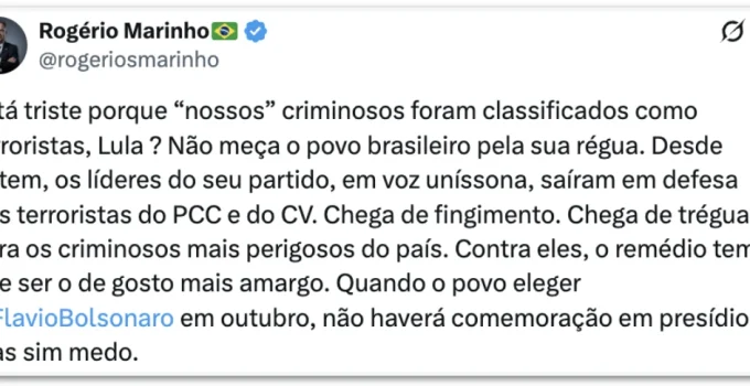 Oposição critica Lula após fala sobre facções: "Nossos criminosos?"