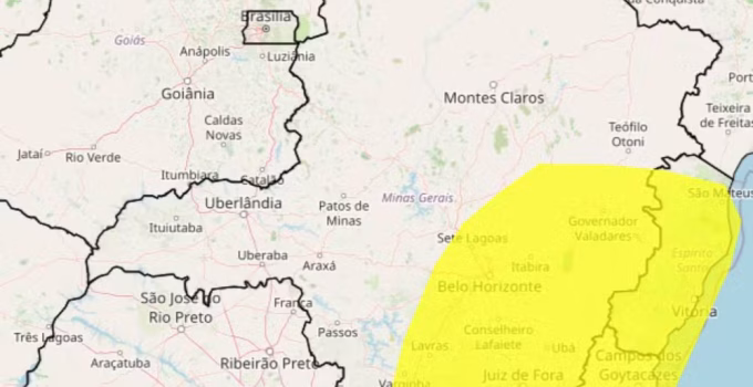 Alerta de Tempestades: Grande BH e 490 Cidades Mineiras em Risco Potencial de Chuvas Fortes e Granizo Até Quarta (3)