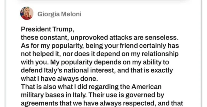 Meloni rebate Trump e o aconselha a focar em sua popularidade em meio a trocas de farpas sobre política externa e alianças