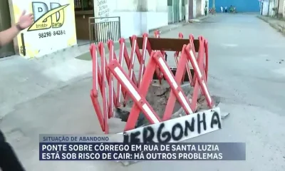 Ponte em Santa Luzia, na Grande BH, ameaça desabar e agrava problemas dos moradores do Palmital