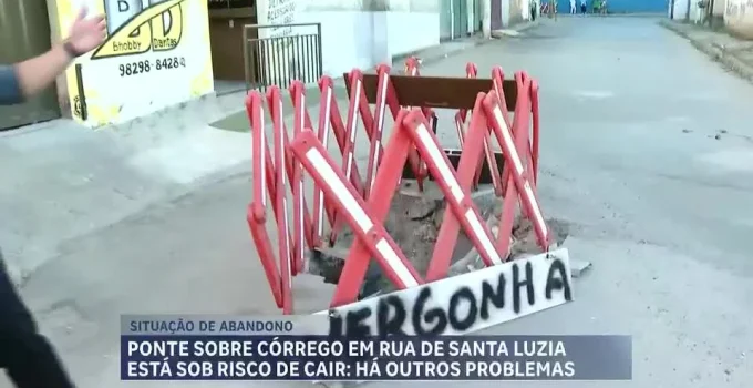 Ponte em Santa Luzia, na Grande BH, ameaça desabar e agrava problemas dos moradores do Palmital