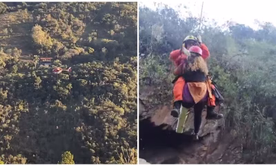 Mulher sofre queda grave em trilha e é resgatada de rapel pela equipe Arcanjo em Macacos, Nova Lima