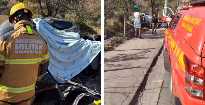 Tragédia em Matozinhos: Dois homens morrem após carro colidir violentamente contra poste na Grande BH