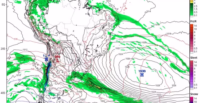 Alerta de Chuva Forte no Sul do Brasil; Minas Gerais e Sudeste Mantêm Tempo Firme e Calor