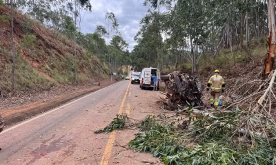 Motorista de 30 anos em estado grave após carro bater em árvore e capotar em rodovia de Minas