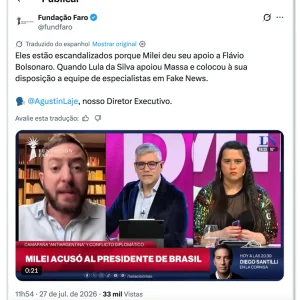 Milei intensifica tensão com Brasil e compartilha críticas a Lula em rede social