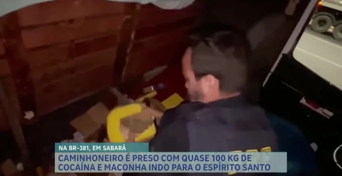 Caminhoneiro é preso com quase 100kg de cocaína e maconha em rota para o Espírito Santo, interceptado em Sabará