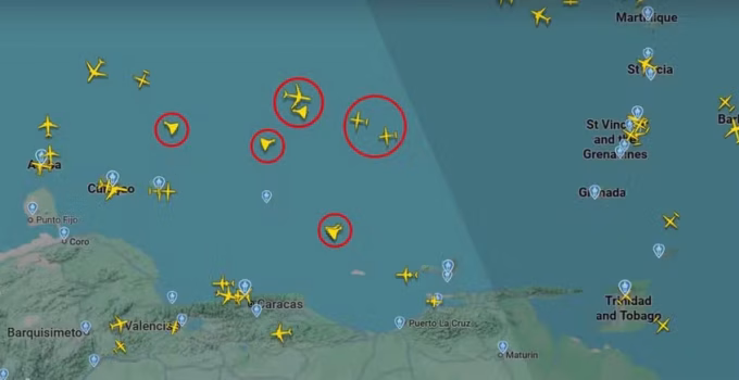 Oito aeronaves militares dos EUA sobrevoam perto da Venezuela em meio a tensões com petroleiros