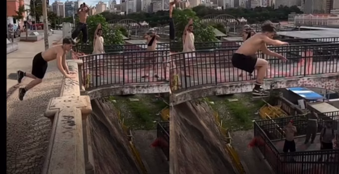 Jovem de BH viraliza com salto radical de tirar o fôlego na Avenida Sapucaí; veja o vídeo!