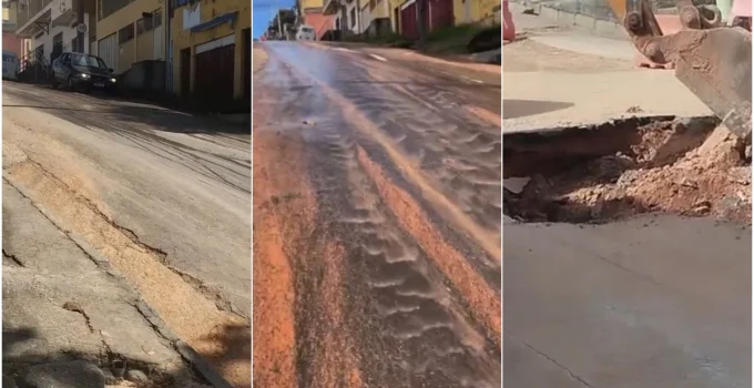 Ribeiro de Abreu, em BH, sofre com falta d'água após ônibus bater em casa e expor vazamentos