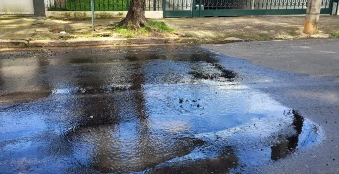 Vazamentos de água causam transtornos e desperdício em ruas de bairros nobres da Região Centro-Sul de BH