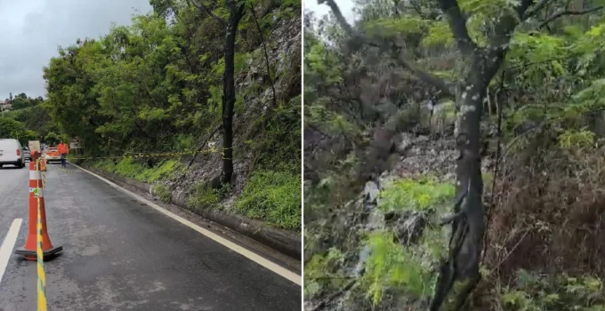 Avenida Nossa Senhora do Carmo em BH é interditada pela Defesa Civil devido a risco iminente de deslizamento