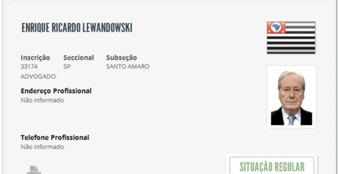 Lewandowski reativa registro na OAB após deixar Ministério da Justiça e revelar consultoria ao Banco Master