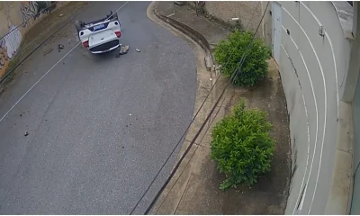 Vídeo: Carro despenca de viaduto de 5 metros em BH após motorista se distrair com filho