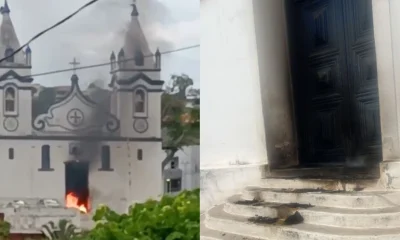 Incêndio criminoso danifica porta da primeira igreja matriz de Minas Gerais, em Raposos; suspeita alega vingança