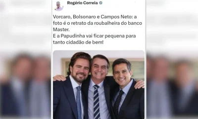 Rogério Correia apaga foto com Bolsonaro e Vorcaro criada por IA após críticas e acusa Carlos Bolsonaro de "gabinete do ódio"