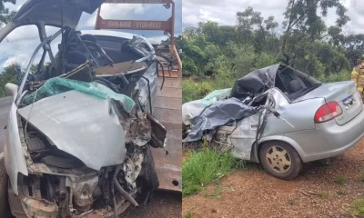 Carro invade contramão e colide com carreta na MGC-452 em Perdizes, Alto Paranaíba; motorista e passageira morrem