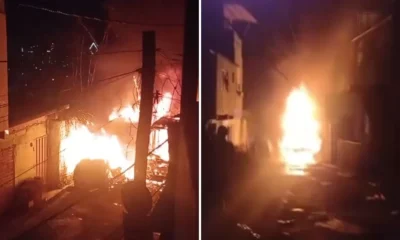 Ônibus suplementar pega fogo em BH e atinge carro, trailer e rede elétrica no Monte São José