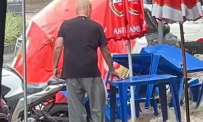 Temporal em BH: Chuva forte arrasta mesas e cadeiras de bar no Anchieta e assusta clientes