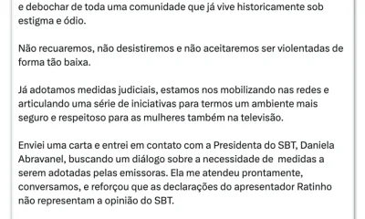 Presidente do SBT pede desculpas a Erika Hilton após fala transfóbica de Ratinho
