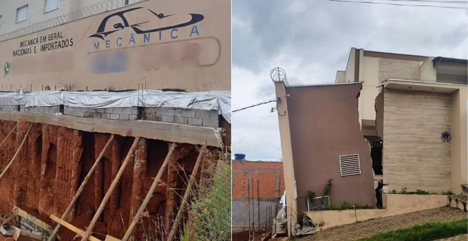Muro de casa desaba com chuva forte em Varginha, no Sul de Minas; obra vizinha pode ser causa