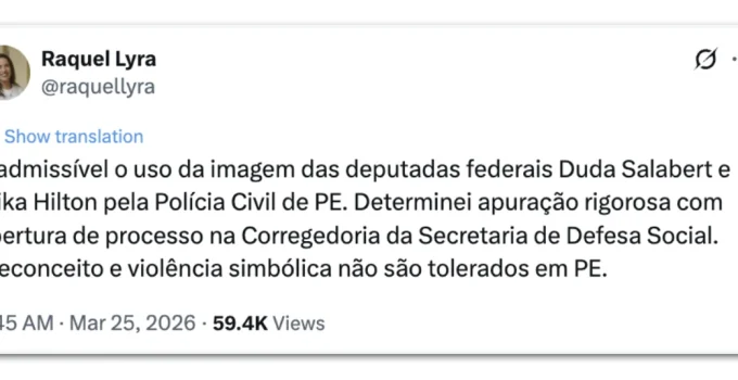 Raquel Lyra determina investigação sobre álbum de suspeitos com fotos de deputadas trans